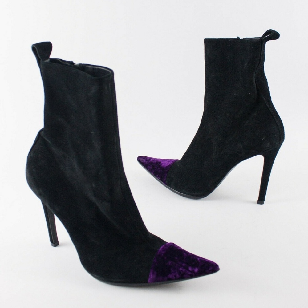 Haider Ackermann Velvet Pointy Toe Ankle Boots
